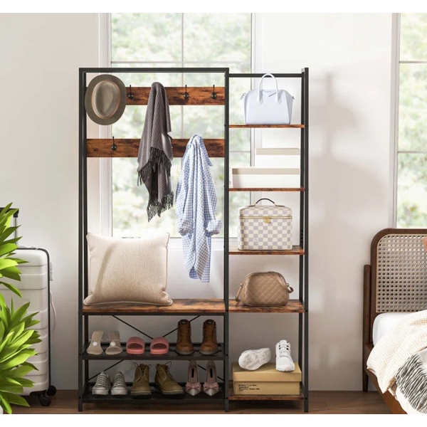 Wooden MDF and metal shoe rack - WAF-038
