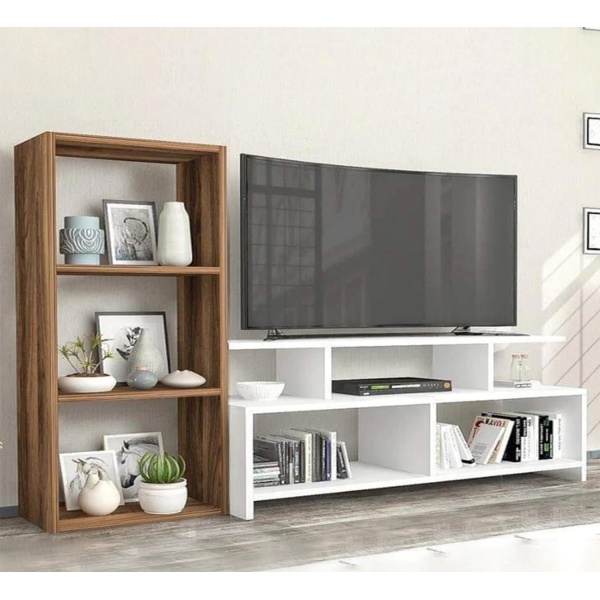Kariya TV unit with 3 shelves and a side stand made of MDF wood