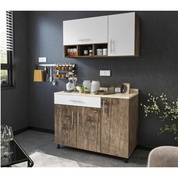 Two-piece kitchen with wood countertops and MDF wood - KYN-011