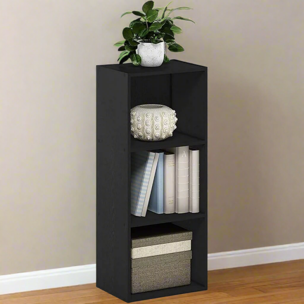 Black MDF bookcase - 85x30x8 cm - OSM-529