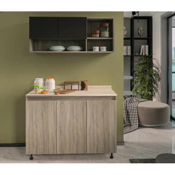 Two-piece kitchen with wood countertops and MDF wood - KYN-007