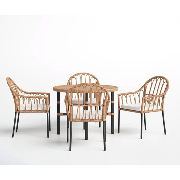 Dining set 4 chairs and table of rattan - OS-241