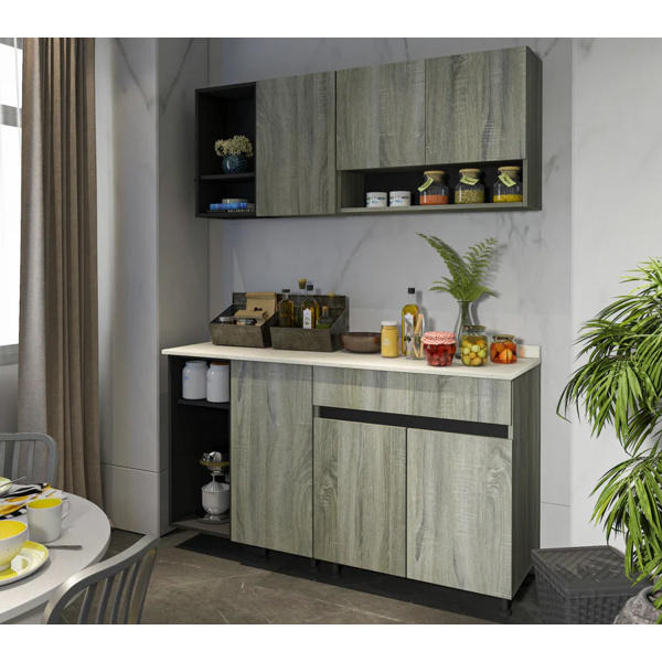 Two-piece kitchen with wood countertops and MDF wood - KYN-001