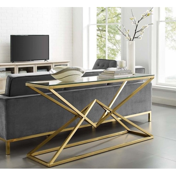 Maroon iron console, electrostatic paint and glass