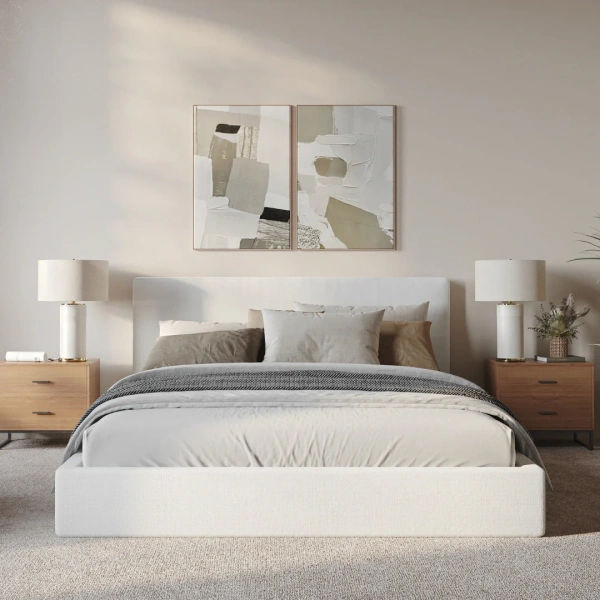Classic Bed Set: Bed Frame + Headboard | White