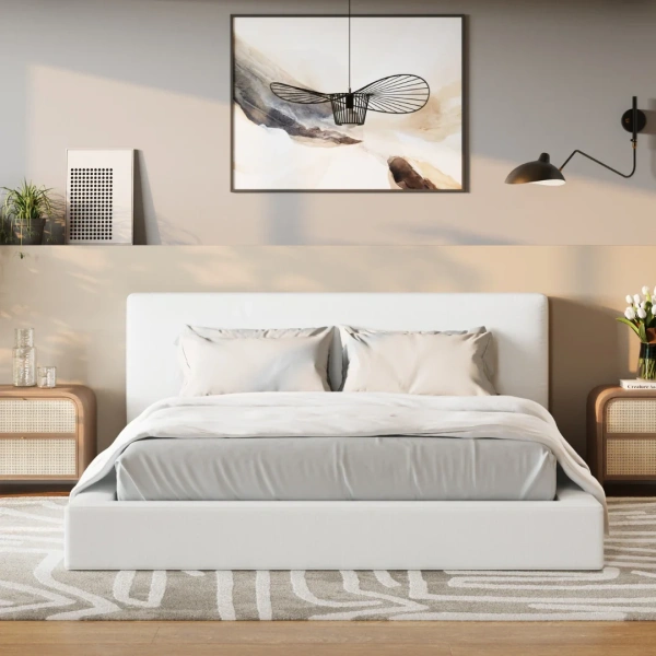 Ultra Bed Set: Bed Frame and Headboard | White