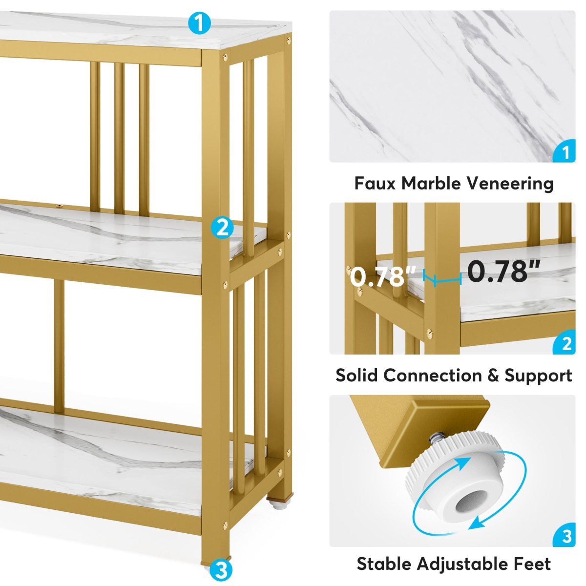 Console Table, 70.9? Sofa Table, 3 Tiers Narrow Long Sofa Table - Image 10