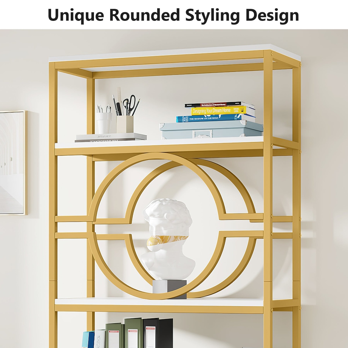 Bookshelf, 6-Tier Etagere Bookcase Freestanding Storage Shelf - Image 6
