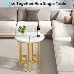 End Table, 20? Half Round Faux Marble Side Table - Image 6