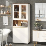 Bookcase, 71? Bookshelf Storage Cabinet with LED Light & Doors - Image 4