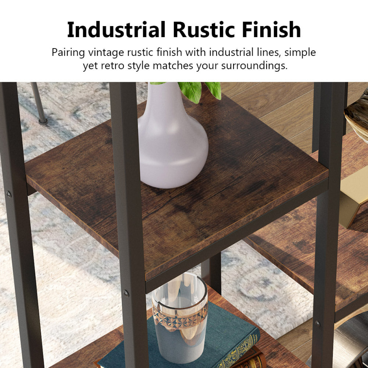 Bookcase, 12-Open Etagere Bookcase Display Rack Shelf - Image 6