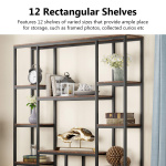 Bookcase, 12-Open Etagere Bookcase Display Rack Shelf - Image 7