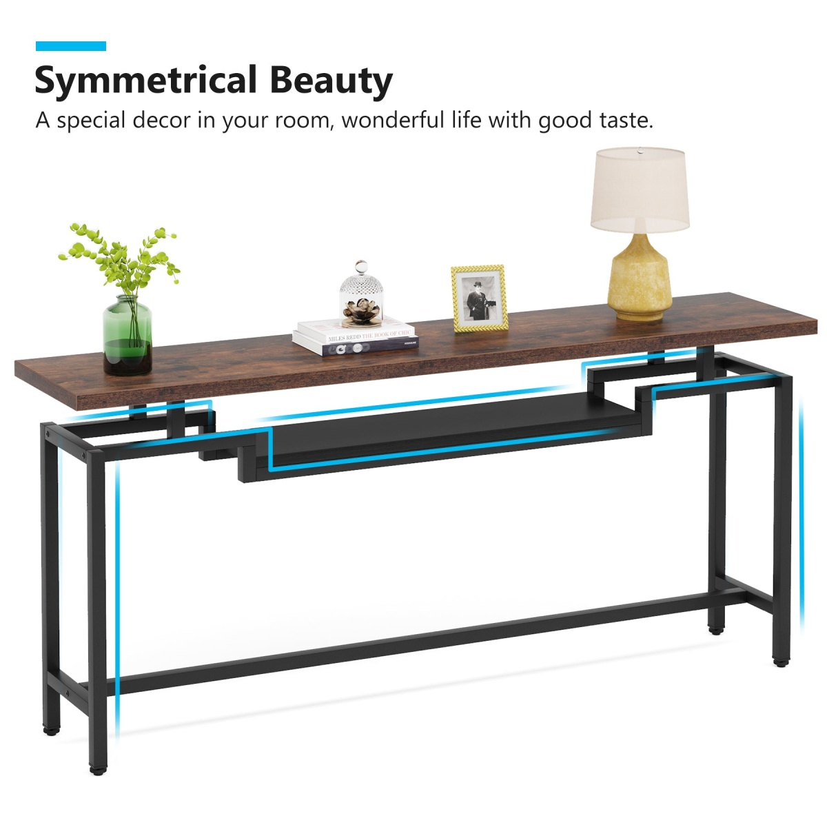 Console Table, 70? Sofa Table with 2 Tier Storage Shelves - Image 7