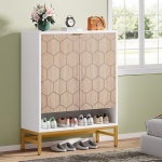Shoe Cabinet, 5-Tier Entryway Shoe Organizer with Doors - Image 4