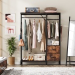 Freestanding Closet Organizer, Clothes Rack with Drawers and Shelves - Image 4