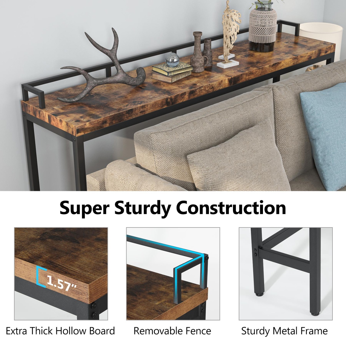 Console Table, 70.9 inch Extra Long Sofa Table - Image 7
