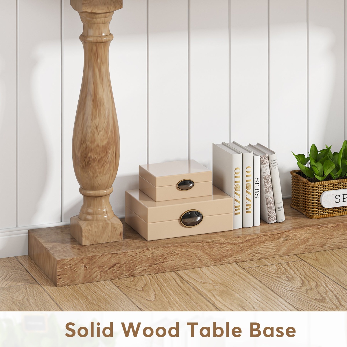 Console Table, 63? Solid Wood Entryway Table with Floor Shelf - Image 7