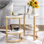 End Table, Half Round Narrow Side Table with Metal Frame - Image 16