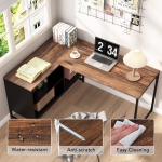 L-Shaped Desk, 60? Corner Computer Desk with File Cabinet - Image 6