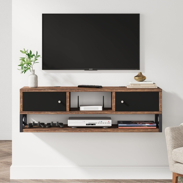 Floating TV Stand, 3-Tier Entertainment Center Media Console Shelf