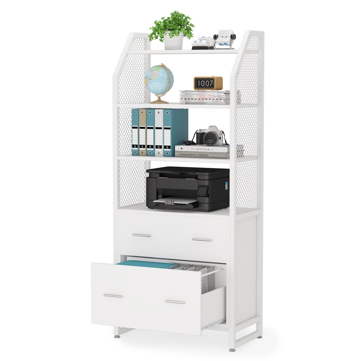 File Cabinet, 2 Drawer Vertical Filing Cabinet with Bookshelf - Image 8