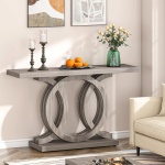Console Table, 55? Farmhouse Hallway Sofa Table With Geometric Base - Image 4