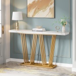 Console Table, 55? Modern Sofa Table with Faux Marble Surface - Image 2