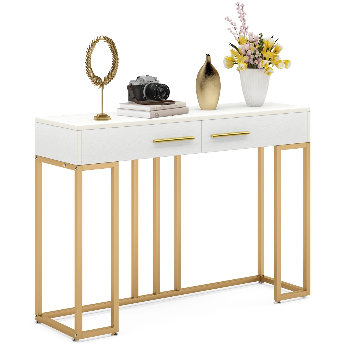 Console Table, Modern Sofa Couch Table with 2-Drawer - Image 1
