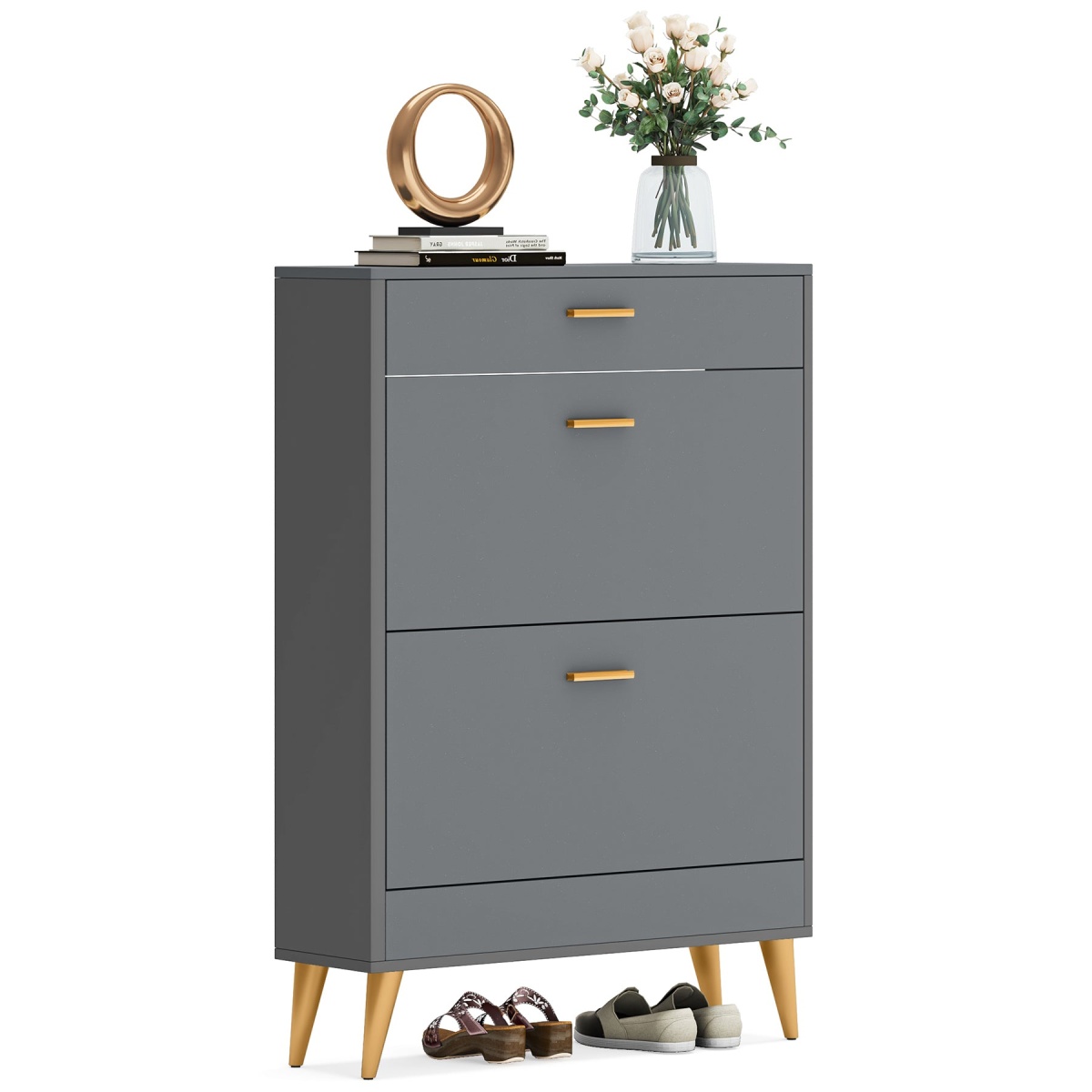 Shoe Cabinet, 16 Pairs Shoe Storage Rack with Drawers - Image 8