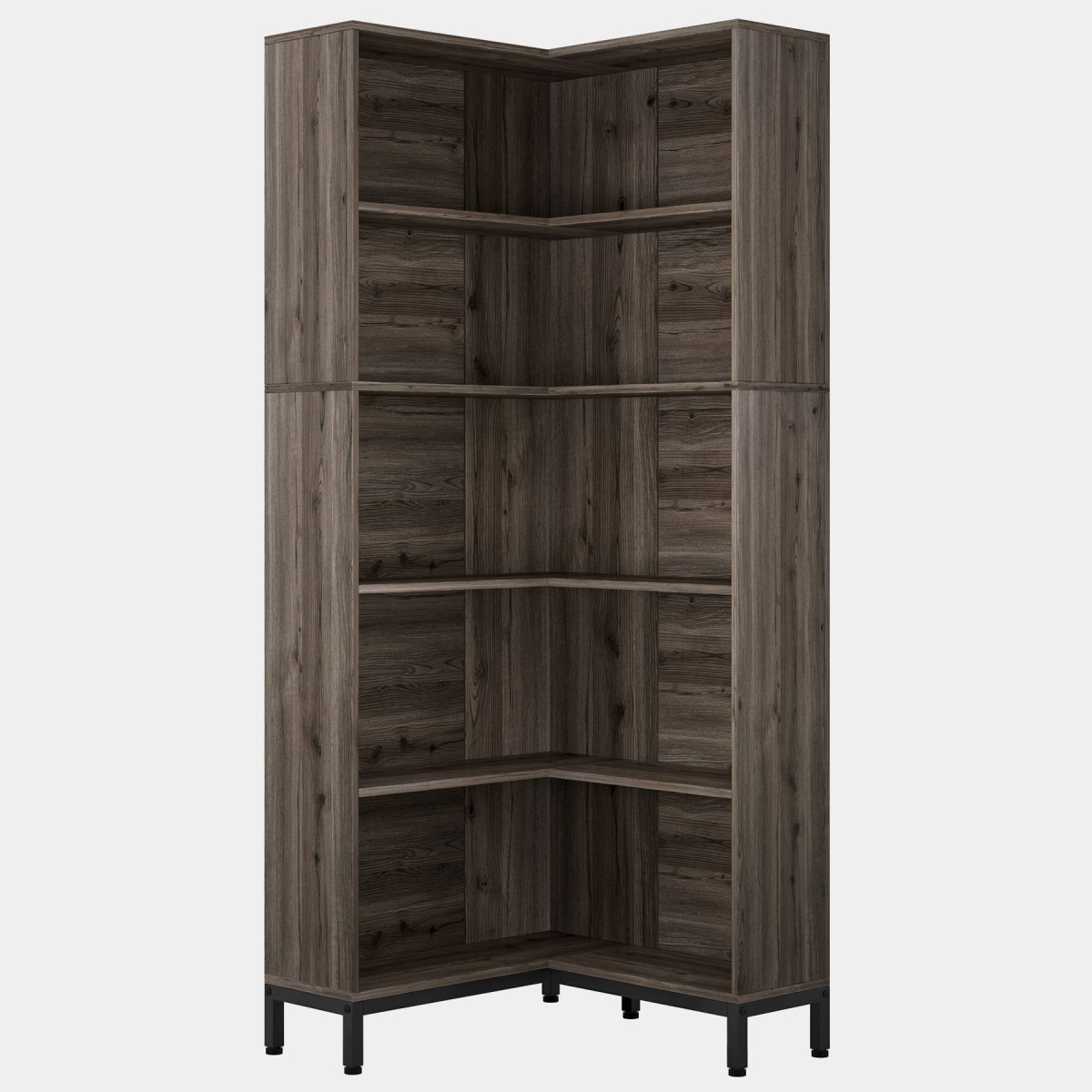 Corner Bookcase, 71 inch 6-Tier L-Shaped Etagere Bookshelf - Image 2