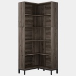 Corner Bookcase, 71 inch 6-Tier L-Shaped Etagere Bookshelf - Image 2