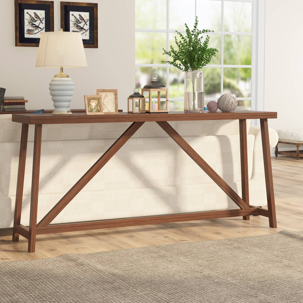 Console Table, 70.9 Inch Solid Wood Sofa Table Behind Couch - Image 1
