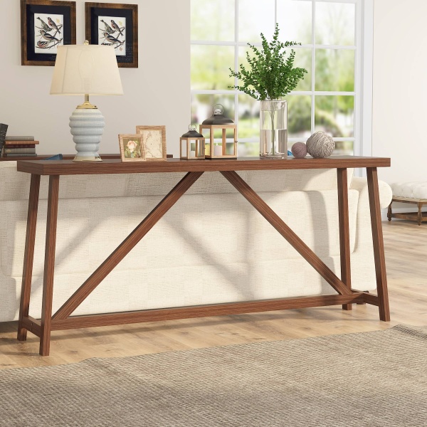Console Table, 70.9 Inch Solid Wood Sofa Table Behind Couch