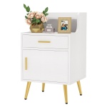 Nightstand, 32? Tall Bedside Table with Drawer & Doors