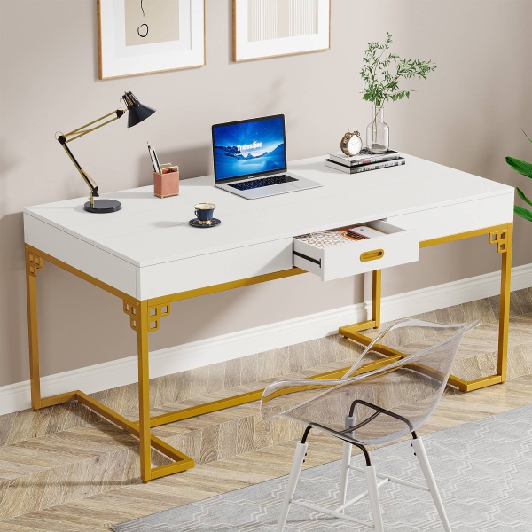 Executive Desk, 63? Rectangular Office Conference Table with Drawers
