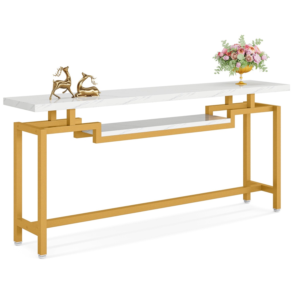 Console Table, 70? Sofa Table with 2 Tier Storage Shelves - Image 8