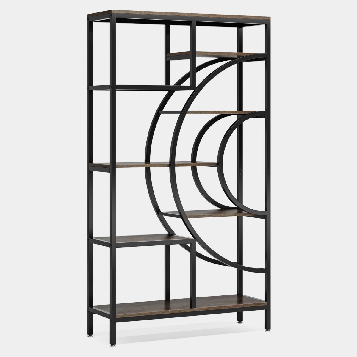 Bookshelf, 71? Geometric Bookcase, Industrial 8-Tiers Etagere Shelving Unit - Image 2