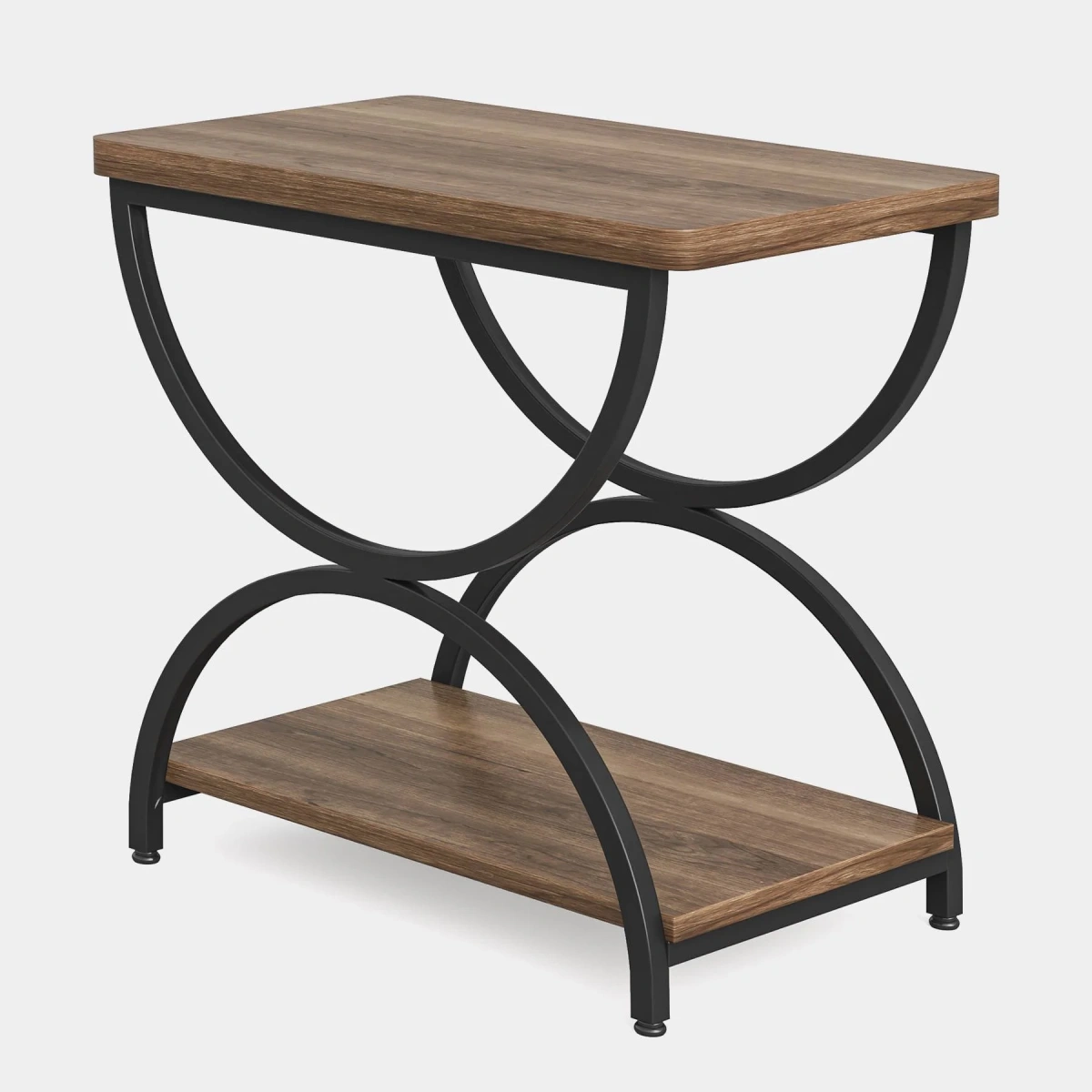 Round End Table, Industrial Side Table with Metal Hollow Frame - Image 86