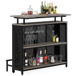 Bar Unit, 3 Tier Liquor Home Bar Table with Stemware Racks - Image 10