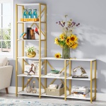 9 Shelves Bookshelves, Industrial Ladder Corner Etagere Bookcase - Image 8