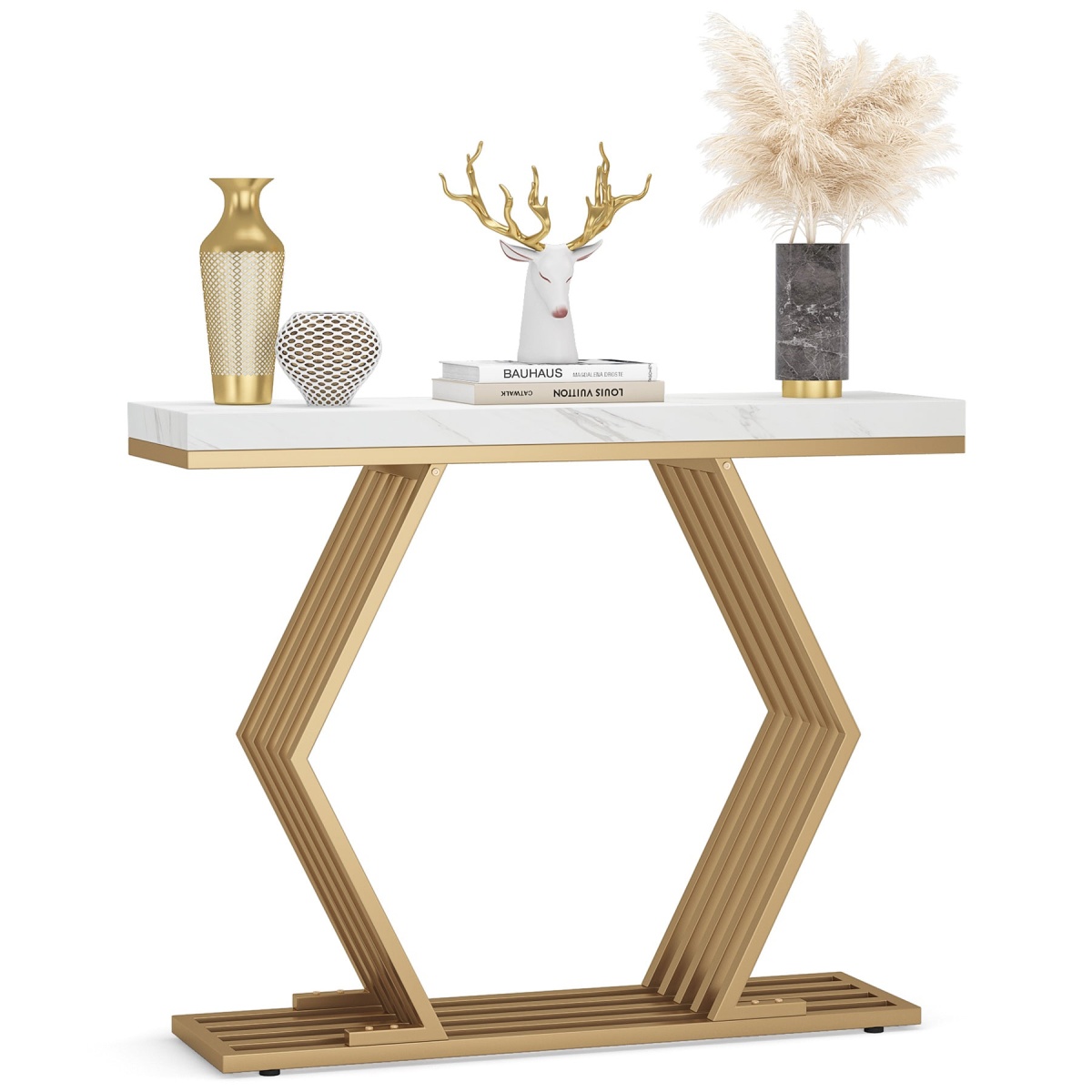 Console Table, 42? Modern Faux Marble Entryway Sofa Table - Image 1