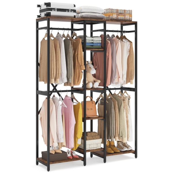 Freestanding Closet Organizer, 87? Garment Racks with Shelves