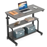 C Table, Height Adjustable Bedside Sofa Table with Wheels - Image 8