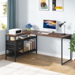 L-Shaped Desk, 59? Computer Desk with 2 Drawers & Storage Shelves - Image 2