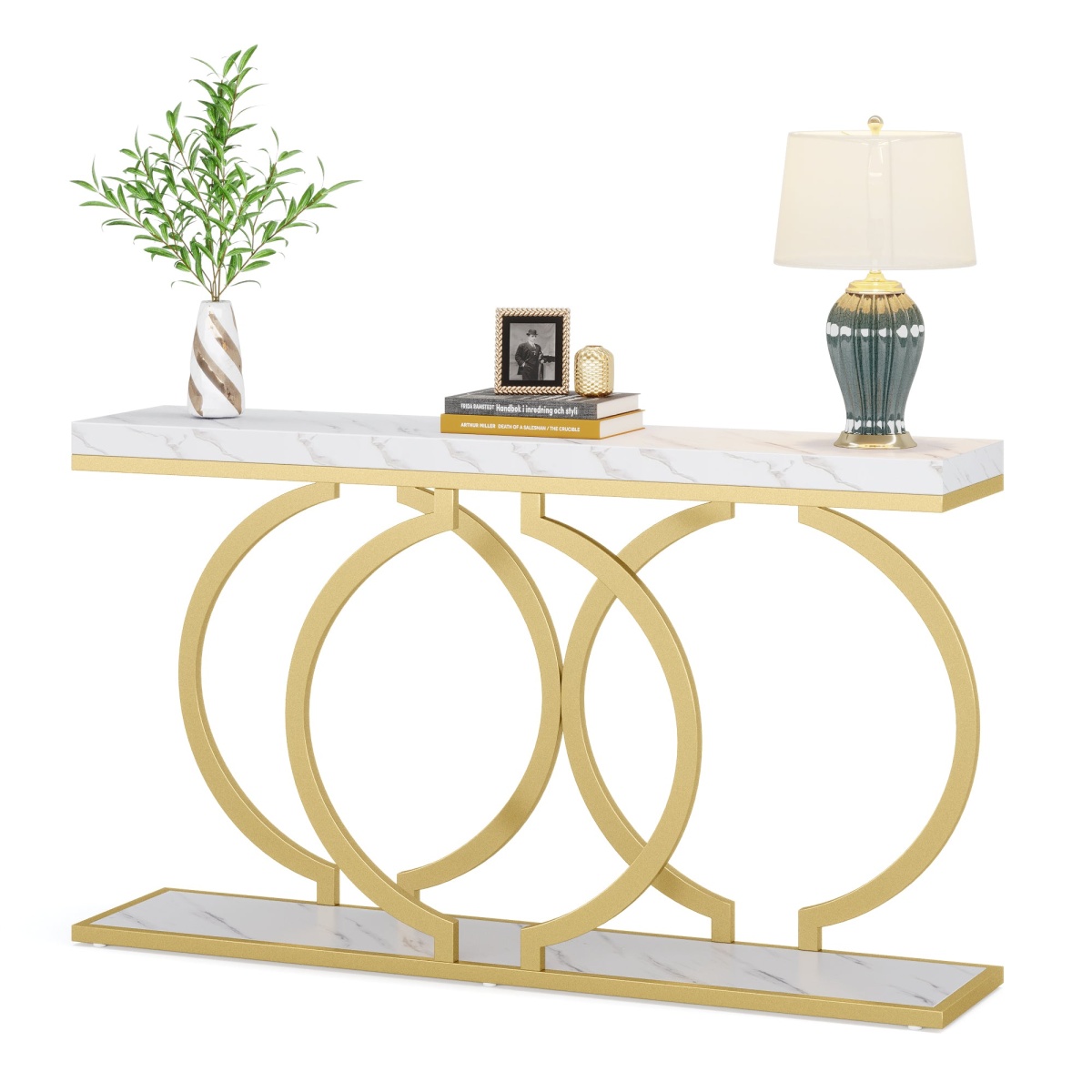 Console Table, 55 inch Faux Marble Entryway Sofa Table - Image 1