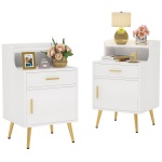 Nightstand, 32? Tall Bedside Table with Drawer & Doors - Image 9