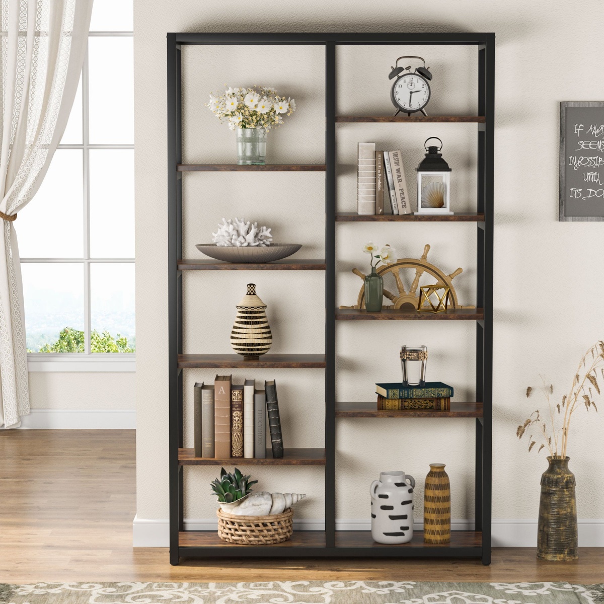 Bookshelf Bookcase, 10-Open Shelf Etagere Bookcase - Image 5
