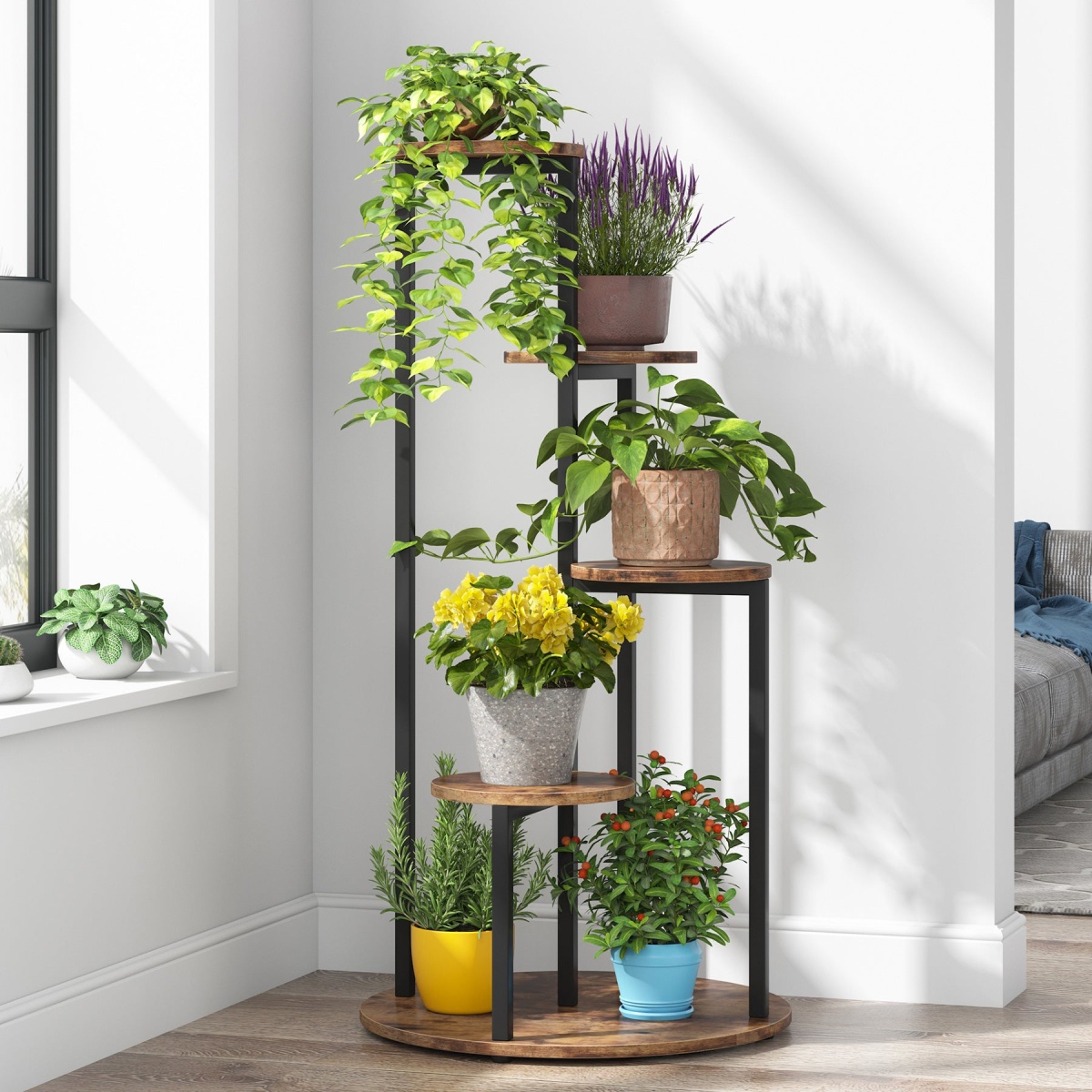 Plant Stand, 4-Tier Plant Shelf Holders Corner Flower Pot Stands - Image 1