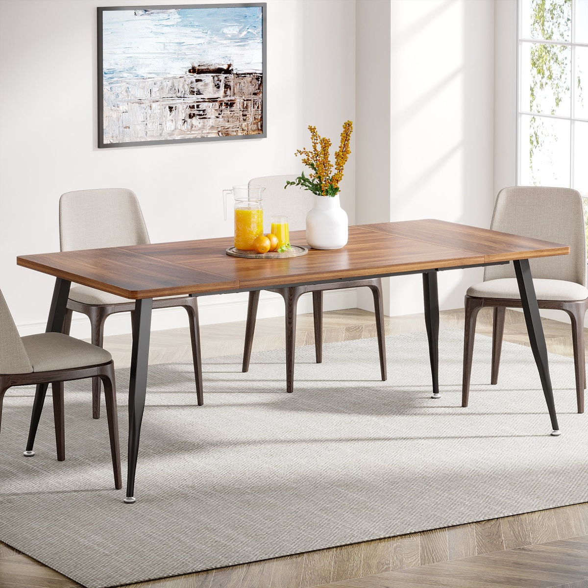 Dining Table, 70.9? Kitchen Dinner Table for 6 to 8 People - Image 1