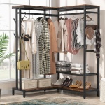 Freestanding Closet Organizer, Corner L Shape Clothes Rack - Image 4